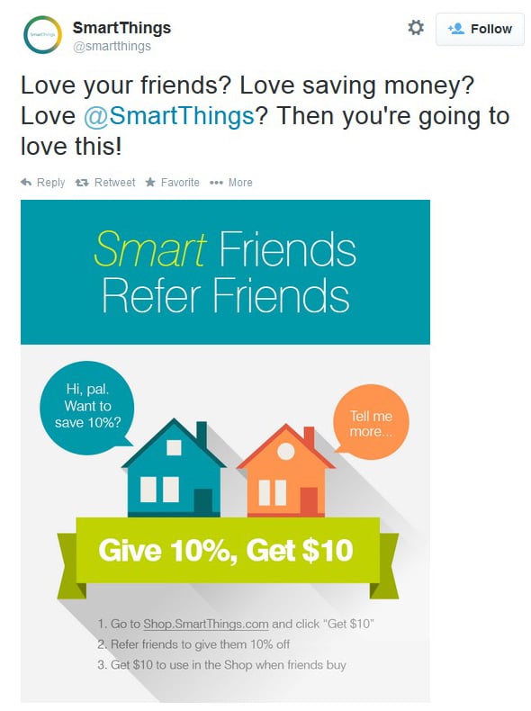 47 Referral Program Examples Listed By Incentive Type Plus Three Bonus   SmartThings Referral Incentive 